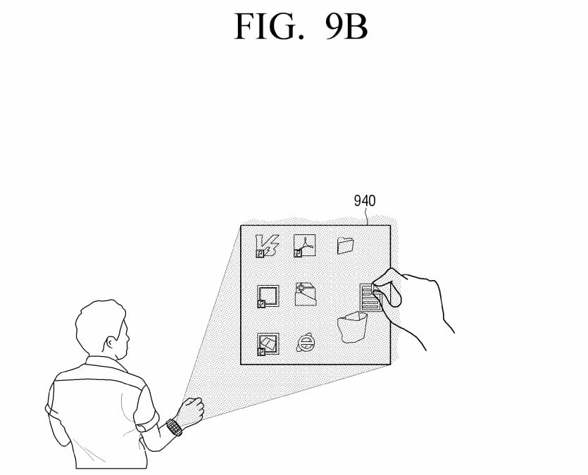 Samsung-virtual-UI-for-wearables-patent-8